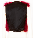 Sonia Rykiel Red Marabou Feather Black Satin Vest Jacket