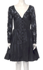 Emanuel Ungaro Black A-Line Sheer Embroidered Lace Sleeve Cocktail Dress
