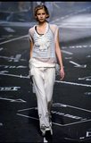 John Galliano Ivory Beige Chiffon Bow Knots Top Runway Spring 2005 Collection*