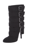 Balmain x Giuseppe Zanotti Black Suede Multi Buckle Heel Boot Shoe FW2009
