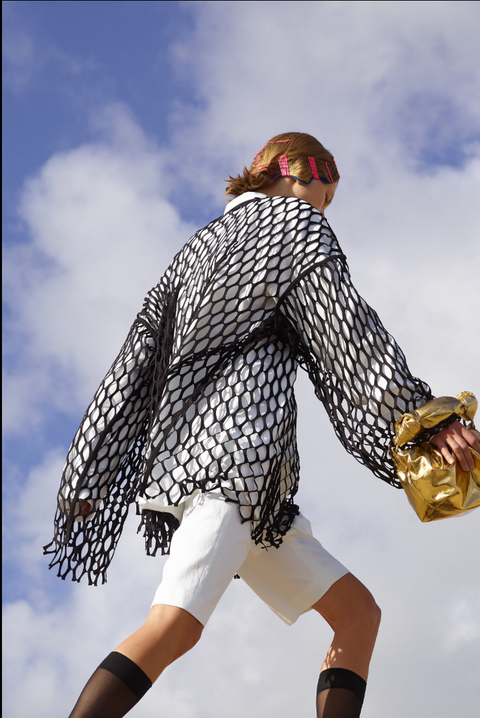 Dries Van Noten Black Oversized Fishnet Mesh Top