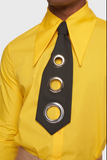 Vintage Black Oversized Grommet Cut Out Men's Tie