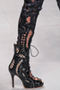 KTZ Black Fishnet Lace Leather Boots