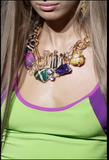 Versace Silver Large Chain Necklace with "DV" Logo Lettering Detail Runway Spring 2003
