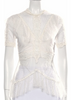 Jonathan Simkhai White Lace Ruffle Peplum Top
