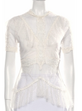 Jonathan Simkhai White Lace Ruffle Peplum Top