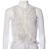 Isabel Marant White Pleat Chiffon Top with Ruffle Details and Lace Up Front