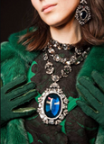 Lanvin Ruby Burgundy Red "Barbara Hutton" Gem Stone Crystal Necklace Fall 2012 Runway