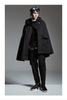 Les Hommes Black Nylon Utility Cape with Hood Pre-Fall 2020