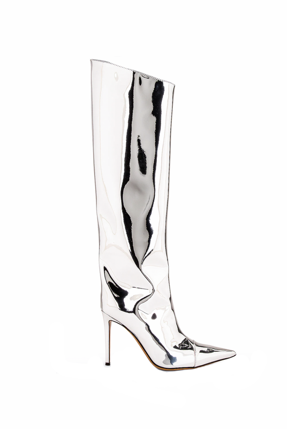 Alexandre Vauthier Silver Metallic Hologram Boots