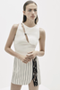 Mugler Black White Pinstripe Macrame Pearl Embellished Skirt Resort 2016