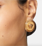 Versace Gold Medusa Coin Earrings