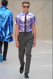 Burberry Purple Lilac Metallic Reflective Short Sleeve Shirt Spring 2013 Runway