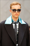 Burberry Silver Ice Blue Metallic Reflective Long Sleeve Shirt Spring 2013 Runway