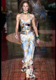 Roberto Cavalli Corset Just Cavalli Silk Print Gown Dress Runway Spring 2003