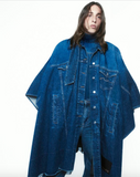 No.21 x Seven for All Mankind Blue Denim Oversized Poncho Cape