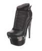 Versace Black Leather Quilted Buckle Motorcycle Silver Cut Out Platform Sci-Fi Robot Tron Boots