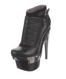 Versace Black Leather Quilted Buckle Motorcycle Silver Cut Out Platform Sci-Fi Robot Tron Boots