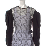 Saint Laurent Black Sheer Lace Print Puff Sleeve Top Runway Spring 2017 #