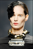 Lanvin Silver Metal Tube Pearl Necklace Runway Fall 2009