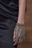 Lanvin Gold Knit Chain Mesh Chainmail Crystal Fringe Glove Bracelet