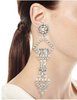Saint Laurent Silver Crystal Extra Long Single Geometric Runway Earring
