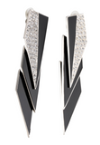 Saint Laurent Black Crystal 3 Tiered "Le Smoking" Earrings
