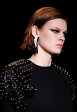 Saint Laurent Black Crystal 3 Tiered "Le Smoking" Earrings