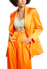 NineMinutes Italy Neon Orange Satin Double Breasted Blazer Suit Jacket