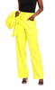 NineMinutes Italy Neon Yellow Satin High Waisted Suit Pants