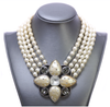 Saint Laurent YSL 4 Row Pearl Necklace Choker with Pendant