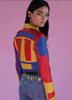 Zoraide Polidori Blue Red Yellow 'Lego' Kansai Leather Moto Jacket