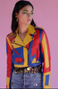 Zoraide Polidori Blue Red Yellow 'Lego' Kansai Leather Moto Jacket