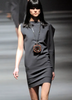 Lanvin Midnight Blue Silk One Sleeve Asymmetric Draped Top Dress Fall 2010