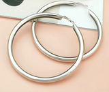 Vintage Silver Oversize Rounded Hoop Earrings