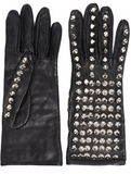 Manokhi Black Leather Silver Studded Gloves
