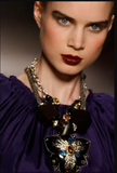 Lanvin Black Lacquer Dimensional Crystal Gem Stone Orchid Flower Necklace Runway Spring 2008