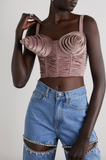 Jean Paul Gaultier JPG Rose Pink Purple Velvet Iconic Madonna Cone Bra Corset