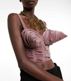 Jean Paul Gaultier JPG Rose Pink Purple Velvet Iconic Madonna Cone Bra Corset