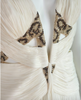 Roberto Cavalli White Cream Silk Pleated Cut Out Leopard Beaded Corset Gown