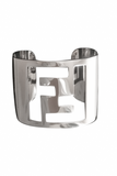Fendi Silver Metallic Zucca "FF" Cut Out Bracelet Cuff Set Of Two