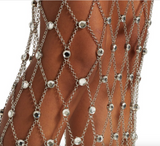 Paco Rabanne Silver Chain Fish Net Mesh Crystal Dress Gown