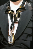 Lanvin Silver Crystal Art Deco Pendant Necklace Fall 2008