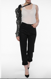 Saint Laurent Black Gold Beaded Striped Sleeve Harness Runway