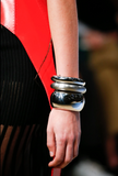 Alexander McQueen Silver Round Heavy Bangle Bracelet