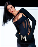 Mugler Black Spandex Over Shoulder Harness Sleeve Gloves Top