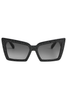HM Studio Black Crystal Futuristic Cat-Eye Sunglasses