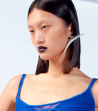 Mugler Silver Geometric Sculptural Earrings