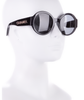 Chanel Black Metallic "CHANEL" Logo Round Sunglasses #