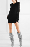 Vintage Crystal Saint Laurent Niki Style Over Knee Slouch Boots